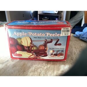 Back to Basics Apple Potato Peeler Red Cast Iron Vintage A505 New